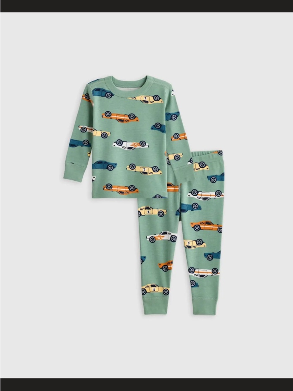 Quince Green Car-Print Kids Pajama Set